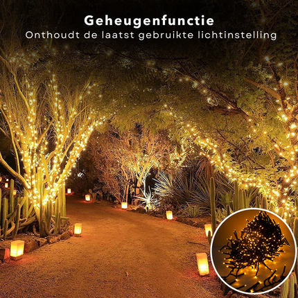 Cheqo® Kerstverlichting - Kerstboomverlichting - Kerstlampjes - 1152 LED - 8.5M - Voor Binnen en Buiten - Timer - 8 Lichtfuncties - Lang Snoer - Extra Warm Wit - Clusterverlichting - Sfeerverlichting - Feestverlichting Kerstboomverlichting