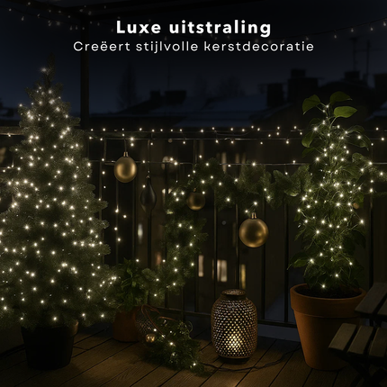 Cheqo® Kerstverlichting - Kerstlampjes - Kerstboomverlichting - 1536 LED - Wit Licht - Koelwit - Verlichte Lengte 1990 CM - 8 Lichtfuncties - Geheugenfunctie - Automatische Timer - 8 Uur aan 16 Uur Uit - IP44 Adapter - Binnen en Buiten