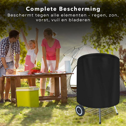 Cheqo® Waterdichte Afdekhoes voor Barbecue - Zware Kwaliteit - UV-Bestendig - Bescherming tegen Regen en Vuil - 70 x 80 cm - 600D Polyester - PVC Coating - Zwart - Opberghoes - BBQ Accessoires - BBQ Hoes - Lange Levensduur - Voor Ronde Barbecue Barbecuehoezen