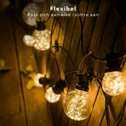 Cheqo® Tuinverlichting Micro LED - Lichtslinger - Lichtsnoer - Fairy Lights - 450 cm Snoerverlichting Warm Wit - Buitenverlichting met 10x5 Lampen - LED Lichtslinger - Feestelijke Tuindecoratie