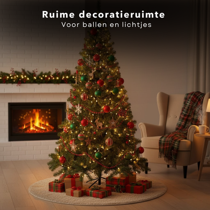 Cheqo® Kunstkerstboom 150 cm - Kerstboom Met Standaard - Volle Kerstboom - 850 Takken - Groene Kunstkerstboom - Herbruikbare Kerstboom - Stabiele Boomstandaard - Gemakkelijk In Elkaar Te Zetten - Natuurlijke Volle Vorm - Kerstdecoratie