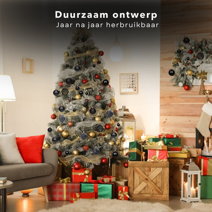 Cheqo® Zwarte Kerstballen Set - Duurzaam Kunststof - Verschillende Maten - Lichtgewicht Decoratie