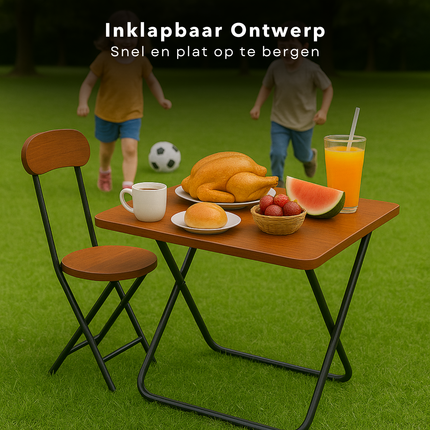 Cheqo® Universele Tafel Set met Stoel - Bureau - Eettafel - Kindertafel - Klaptafel Met Stoel - Ideaal voor Kinderen - Kinderkamer - MDF - Bruin
