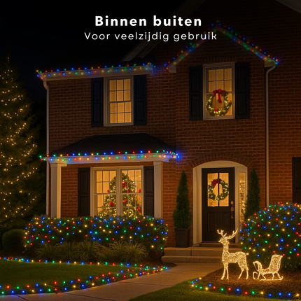 Cheqo® Micro Cluster Kerstverlichting - Kerstlampjes - Kerstboomverlichting - 1200 LED Lampjes - 24 Meter Lichtsnoer - Multicolor LED - Kerstverlichting Binnen en Buiten - 8 Lichtfuncties met Geheugen - Geschikt voor Kerstboom - Multicolor