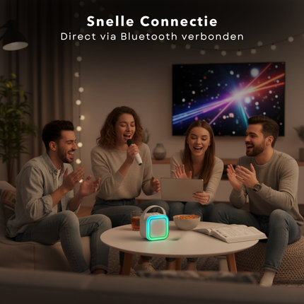 Cheqo® Draadloze Karaoke Set - Karaoke Set Mini - Compacte Karaoke Set - Draadloze Microfoon - RGB-Verlichting - Karaoke Voor Kinderen - Karaoke Voor Volwassenen - Bluetooth - AUX- USB - Party Speaker - Bluetooth Speaker