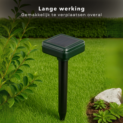 Cheqo® Mollenverjager Solar - Diervriendelijk Mollen Verjager - Ultrasone Ongediertebestrijder - Mollenbestrijding Zonne Energie