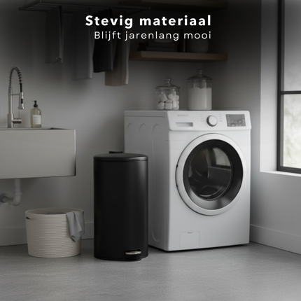 Cheqo® Pedaalemmer 30L – Mat Zwarte Prullenbak – 30 Liter Afvalemmer – Pedaalbediening – Anti-Slip Bodem – Uitneembare Binnenemmer – Keuken Afvalbak – Bijkeuken Prullenbak – Huishoudelijk Gebruik – Mat Zwart Design – Ruime Pedaalemmer