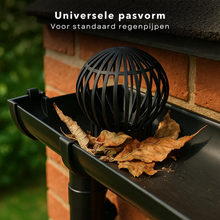 Cheqo® Dakgootbeschermer - Bladvanger - Tegen Bladeren In Dakgoot - Set Van 2 Stuks - Boldraadrooster - Bladfilter Dakgoten - Regenpijp Filter - Anti Verstopping - Eenvoudig In Gebruik - Regenpijp Beschermer - 12 cm diameter