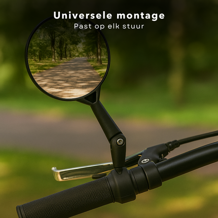 Cheqo® Fietsspiegel Zwart - Verstelbaar - Fiets Spiegel - Universeel