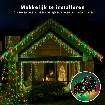 Cheqo® Kerstverlichting - Kerstboomverlichting - Kerstlampjes - Sfeerverlichting - LED Verlichting - Voor Binnen en Buiten - Tuinverlichting - Feestverlichting - Lichtsnoer - 80 LED's - 6M - Timer - Driekleurig - Geheugen - 8 Lichtfuncties Kerstboomverlichting