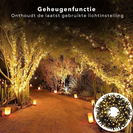 Cheqo® Kerstverlichting - Kerstboomverlichting - Kerstlampjes - 400 LED - 6M - Voor Binnen en Buiten - Timer - 8 Lichtfuncties - Lang Snoer - Warm Wit - Clusterverlichting - Sfeerverlichting - Feestverlichting Kerstboomverlichting