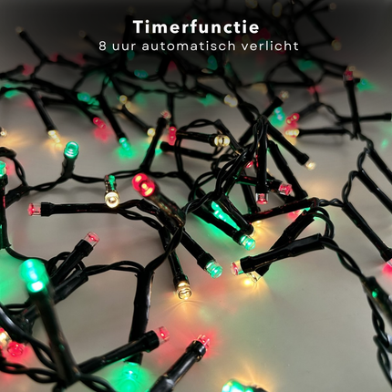 Cheqo® Kerstverlichting - Kerstlampjes - Kerstboomverlichting voor Buiten - 40 LED - 3M - Driekleurig - Timer - IP44