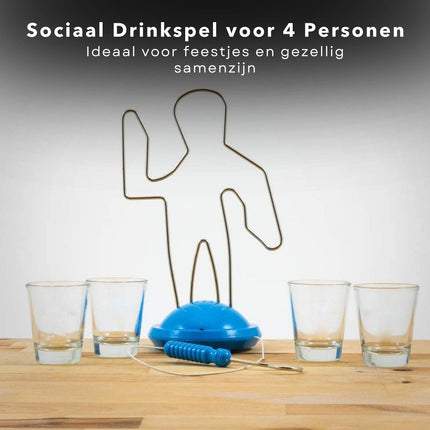 Cheqo® Buzz Wire Spiraal Game - Drinkspel met Shotglaasjes - Hoogte 21.5cm - Ø Voet 9.5cm - Op Batterijen - Reisspel - Studentenspel - Gezinsspel Actiespellen