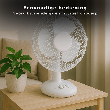 Cheqo® Tafelventilator - Stille Witte Ventilator Tafelmodel - Kantelbaar en Oscillerend - Verkoeling - Fan - Airco Alternatief