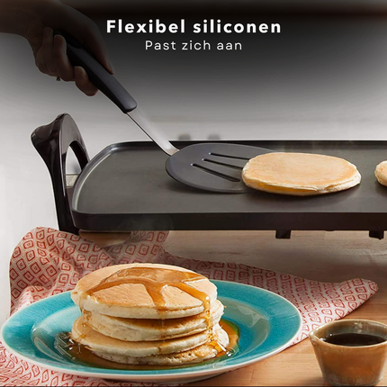 Cheqo® Spatel 30 cm - Hittebestendig RVS/Siliconen - Zwart Keukengerei