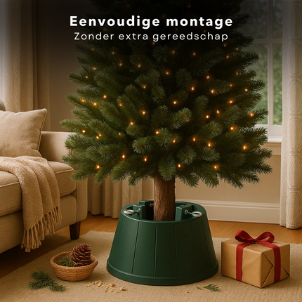 Cheqo® Kerstboomstandaard - Kerstboomvoet - Stabiele Kerstboomstandaard - Kerstboomstandaard Kunststof - Kerstboomstandaard Tot 2,6 Meter - Stevige Constructie - Kerstboomstandaard Zonder Gereedschap - Kerstboomstandaard Stamdiameter 35-130 mm