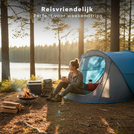 Cheqo® Pop Up Tent - Pop Up Tent 1 Persoons - Festival Tent - Kampeertent - Camping Tent - Lichtgewicht Tent - Blauwe Pop Up Tent
