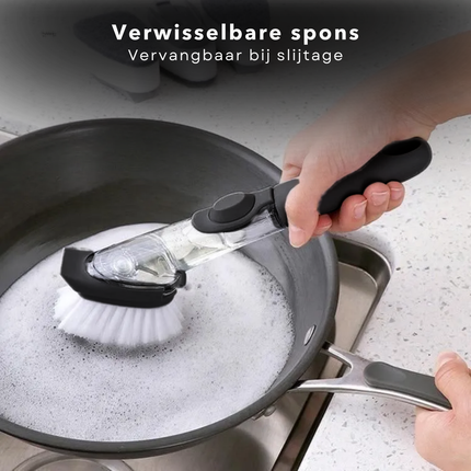 Cheqo® Afwasborstel met Zeepdispenser - Afwas Borstel met Schuurspons - Keuken Schoonmaakborstel