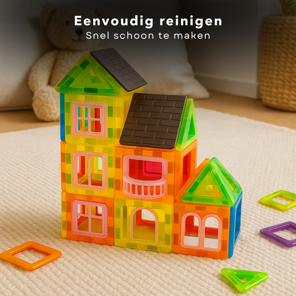 Cheqo® Magnetische Bouwtegels - Magnetic Tiles - Magnetische Bouwstenen - Magnetisch Montessori Speelgoed - 70-delige Set - Educatief Speelgoed voor Kinderen - Constructie Speelgoed - Magnetische Tegels