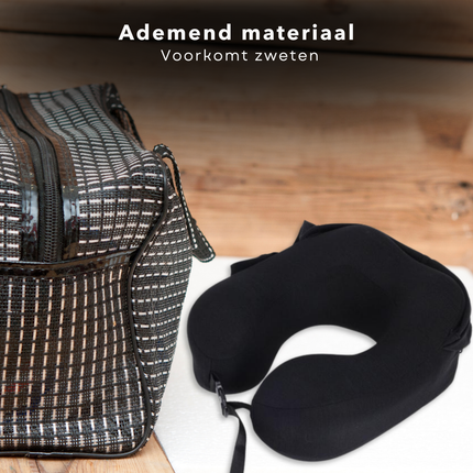 Cheqo® Luxe Nekkussen Vliegtuig en Auto met Capuchon - Reiskussen met Capuchon - Ergonomisch en Wasbaar