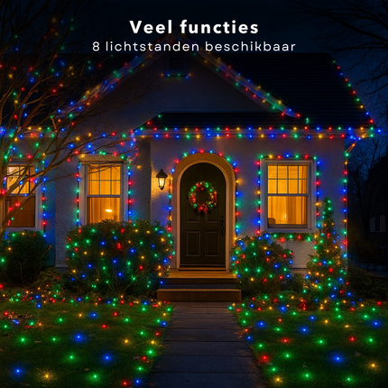 Cheqo® Microcluster Kerstverlichting - Kerstlampjes - Kerstboomverlichting  - 800 LED - 16 Meter - Multicolor Verlichting - Kerstboomverlichting - Binnen en Buiten - 8 Lichtfuncties - Timer Functie - Geheugen - IP44 Adapter