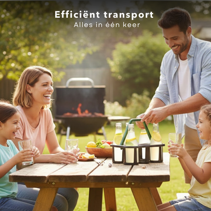 Cheqo® Flessendrager - Flessendrager 6 Flessen - Flessenrekje - Flessenrek - Flessenmand - Flessenmandje - Flessenhouder - Flessenhouder 6 Flessen - Flessentransport Mand - Flessencaddy - Flessendrager Antraciet