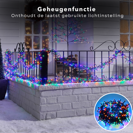 Cheqo® Kerstverlichting - Kerstboomverlichting - Kerstlampjes - 800 LED - 12M - Voor Binnen en Buiten - Timer - 8 Lichtfuncties - Lang Snoer - Multicolor - Clusterverlichting - Sfeerverlichting - Feestverlichting - Veelkleurig Kerstboomverlichting