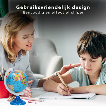 Cheqo® Puntenslijper Globe - Wereldbol Puntenslijper - Bureauaccessoire - Wereldbol Design - Decoratief en Praktisch