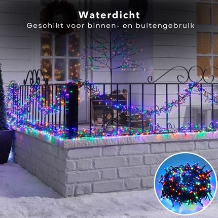 Cheqo® Kerstverlichting - Kerstboomverlichting - Kerstlampjes - 192 LED - 1.4M - Voor Binnen en Buiten - Timer - Veelkleurig - 8 Lichtfuncties - Lang Snoer - Multicolor - Gekleurde Kerstverlichting - Sfeerverlichting - Feestverlichting Kerstboomverlichting