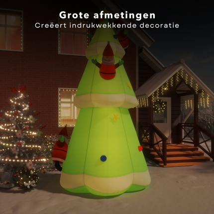 Cheqo® Opblaasbare Kerstboom LED - Kerstboom Opblaasbaar - 500 cm - LED Verlichting - Voor Binnen en Buiten - Oxford Stof