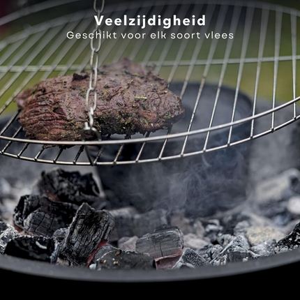 Cheqo® Verstelbare Barbecue Met Grillrooster en Ketting - Ø55Cm - Hoogte 100Cm - BBQ - Vuurschaal - Houtskool BBQ