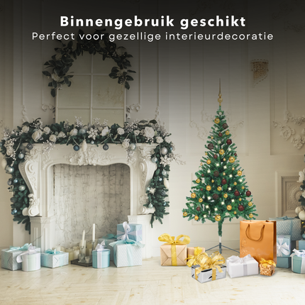 Cheqo® Kerstboom - Kunstkerstboom 180 cm - Met LED-Verlichting en Kerstballen - PVC Binnengebruik