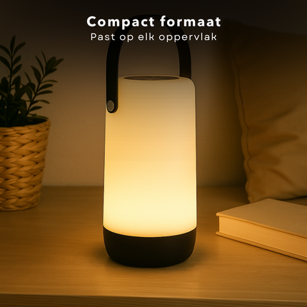 Cheqo® LED Nachtlamp Opblaadbaar - Nachtlampje - Leeslamp - Sfeerlamp - Lantaarn - Tuinlantaarn - Tafellamp - Dimbaar - Voor Binnen & Buiten - Kunststof - USB-C