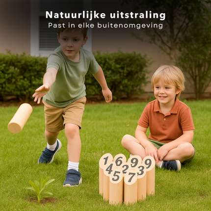 Cheqo® Houten Werp Spel - Kubb Spel - Fins Werpspel - 13-Delig Werpspel - Voor Tuin en Park - Massief Hout