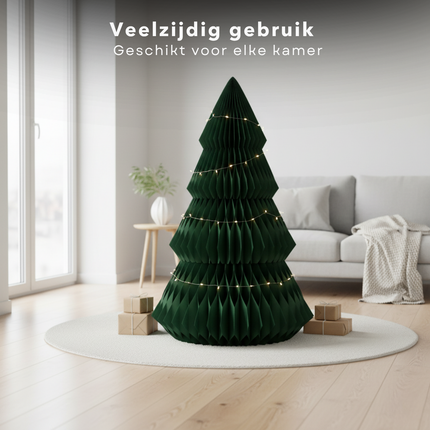 Cheqo® Papieren Kerstboom - Decoratieve Kerstboom - Groene Kerstboom - Duurzame Kerstdecoratie - Vouwbare Kerstboom - Kerstboom Design - Grote Kerstboom - Kerstboom Voor Binnen - Kerstboom