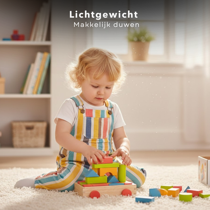 Cheqo® Houten Blokkenkar - Blokkenkar met Blokken - Blokkenkar Speelgoed - Baby Blokkenkar - Blokkenkar voor Peuter - Blokkenkar 20 Blokken
