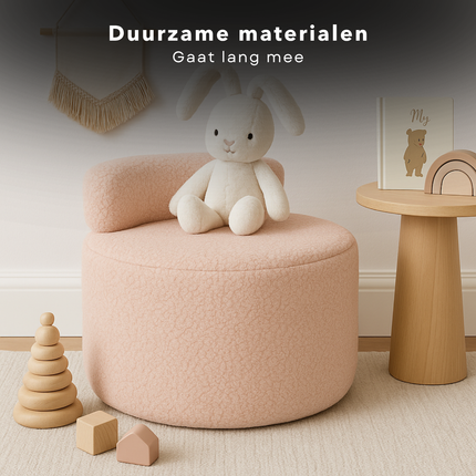 Cheqo® Poef met Opbergruimte - Opbergpoef - Kinderpoef Roze - Zachte Fleece Opbergstoel - Comfortabele Kinderzit