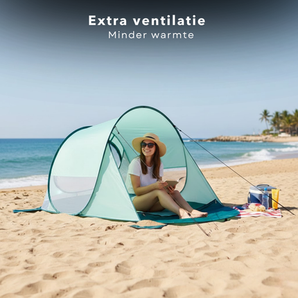 Cheqo® Strandtent - Pop Up Strandtent - Strandtent Pop Up - Pop Up Tent Strand - Strandtentje - Strand Shelter - Beach Shelter - Beach Tent - Strandtent Uv Bescherming - Strandtent Zonbescherming - Strandtent Windscherm