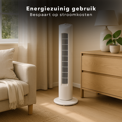 Cheqo® Torenventilator - Stille Ventilator - Vloerventilator - Ventilator Staand - Fan - Airco Alternatief - Wit