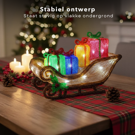 Cheqo® Kerstfiguur Arreslee Met Led - 40 cm - Kerstverlichting Binnen En Buiten - IP44 - Led Verlichting - Kerstdecoratie - Timer Functie - Energiezuinig - Spatwaterdicht - 40 Leds - Acryl Materiaal - Kerstversiering