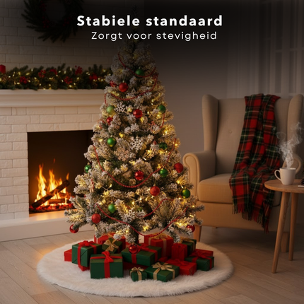 Cheqo® Kunstkerstboom 120 cm - Compacte Kunstkerstboom - Kerstboom Met Standaard - Groene Kunstkerstboom - Herbruikbare Kunstboom - Kerstdecoratie Voor Binnen - Volle Uitstraling - Eenvoudig Te Monteren - Stabiele Opstelling