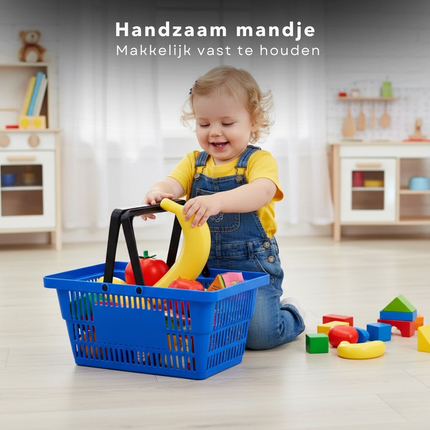 Cheqo® Speelgoed Winkelmandje - Winkelmandje Speelgoed - Boodschappenmandje Speelgoed - Winkelmandje Met Boodschappen - Winkelmandje Met Speelvoedsel - Speelgoed Winkelmand Met Boodschappen - Boodschappen Set Speelgoed - Rollenspel Boodschappen
