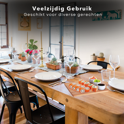 Cheqo® Japanse Sushi Servies Set - Sushi Set - Sushiset 4-Delig - Houten Plank met Bakjes - Serveerplank voor Sushi