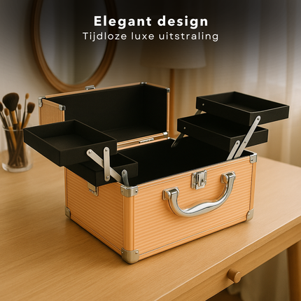 Cheqo® Make-up Koffer - Cosmetica Koffer - Make-Up Set - Grote Make Up Organizer - Professionele Beautycase - Visagiekoffer