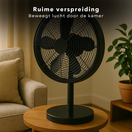 Cheqo® Tafelventilator Zwart - Ventilator 30cm - Tafel Ventilator Zwart - Oscillerende Functie - 3 Snelheden