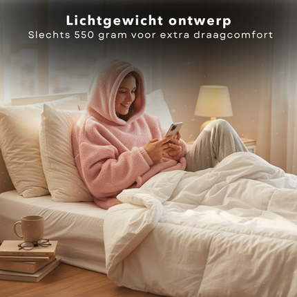 Cheqo® Hoodie Voor Vrouwen - Roze Hoodie - Oversized Hoodie - Teddy Polyester - One Size - Hoodie Deken - Roze Kleur - Comfortabele Hoodie - Casual Dameskleding - Warme Hoodie - Dames Hoodie - Trendy Damesmode - Oodie - Plaid