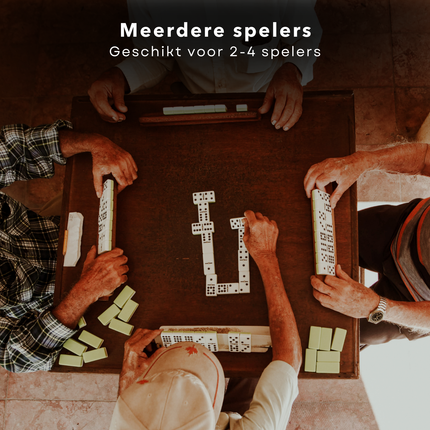 Cheqo® Domino Spel Dubbel - Houten Kistje - Educatief Spel - Voor Kinderen en Volwassenen - Handig Opbergbakje