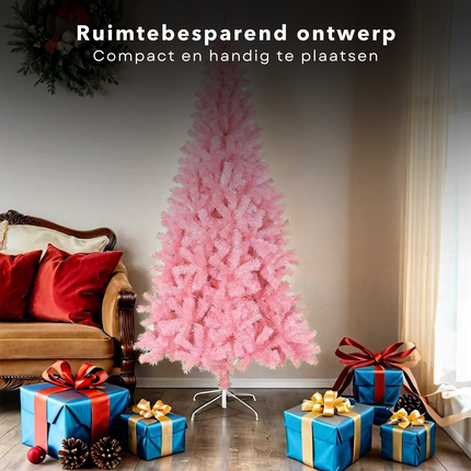 Cheqo® Roze Kerstboom - Kunstkerstboom 180 cm - PVC - Met Standaard - Binnen/Buiten Gebruik