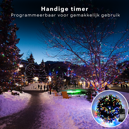 Cheqo® Kerstverlichting - Kerstboomverlichting - Kerstlampjes - Sfeerverlichting - LED Verlichting - Voor Binnen en Buiten - Tuinverlichting - Feestverlichting - Lichtsnoer - Multicolor - 320 LED's - 24M - Timer - 8 Lichtfuncties Kerstboomverlichting