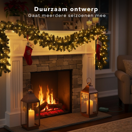 Cheqo® Kerstverlichting Binnen En Buiten - 120 LED Lampjes - Warm Wit Licht - 15 Meter Lichtslinger - Kerstlampjes - Kerstboomverlichting - IP44 Waterdicht - Sfeervolle Uitstraling - Kerst Lampjes - Kerstboom Decoratie